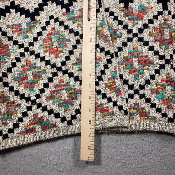 Debut Cardigan Sweater Women Medium Open Front Longline Aztec Knit Boho‎ - Picture 6 of 8